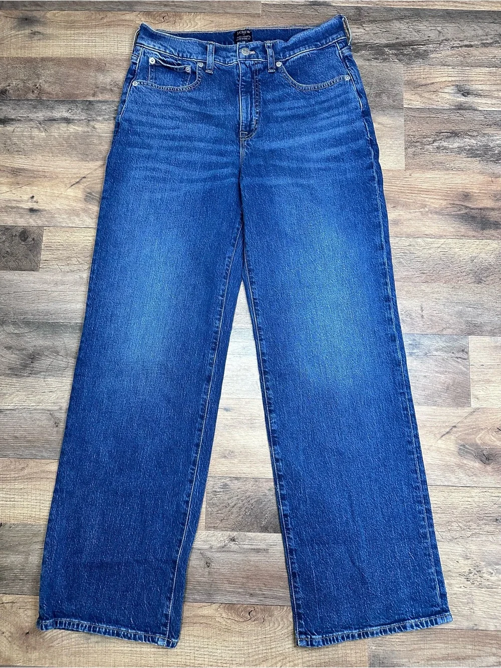 J. Crew Wide-Leg High-Rise Jeans in Deep Blue Wash